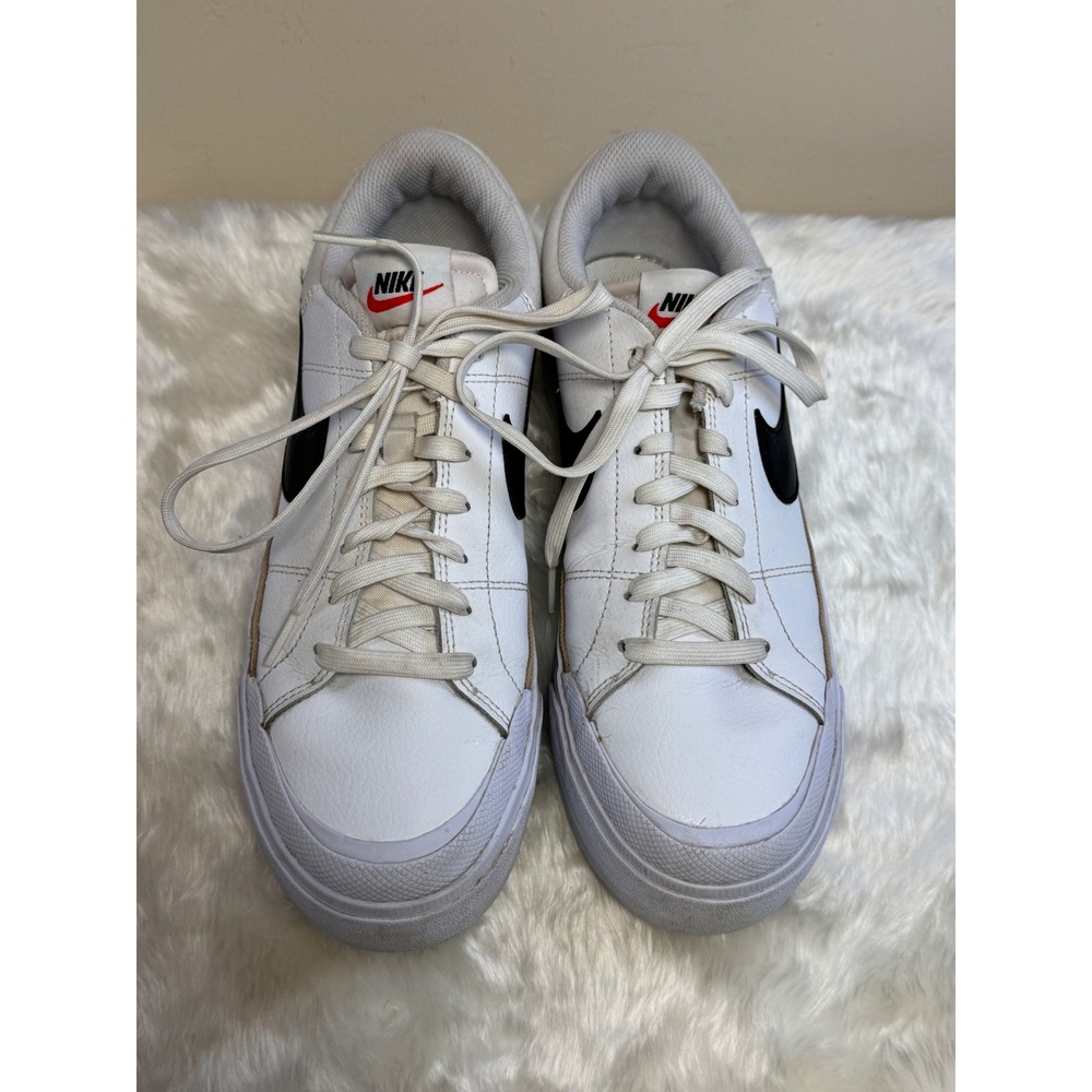 Nike Court Legacy Lift Womens ‎ Platform White Black Hemp Sneakers Size 10